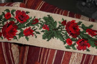 , Weihnach Idee,  Groß Antikxxl Läufer Rot,  Blumen Stickerei Bild