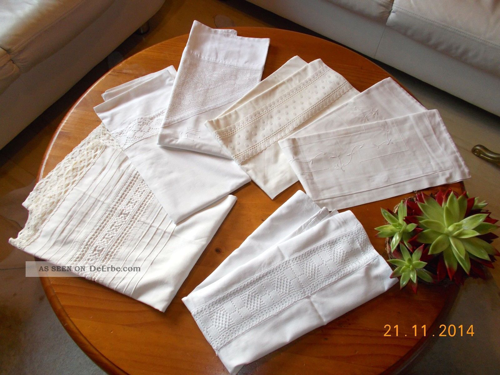 6x Oma´s Paradekissen Kissen Bezug Shabby Frankreich Landhaus Tilda Jeanne D`arc Weißwäsche Bild