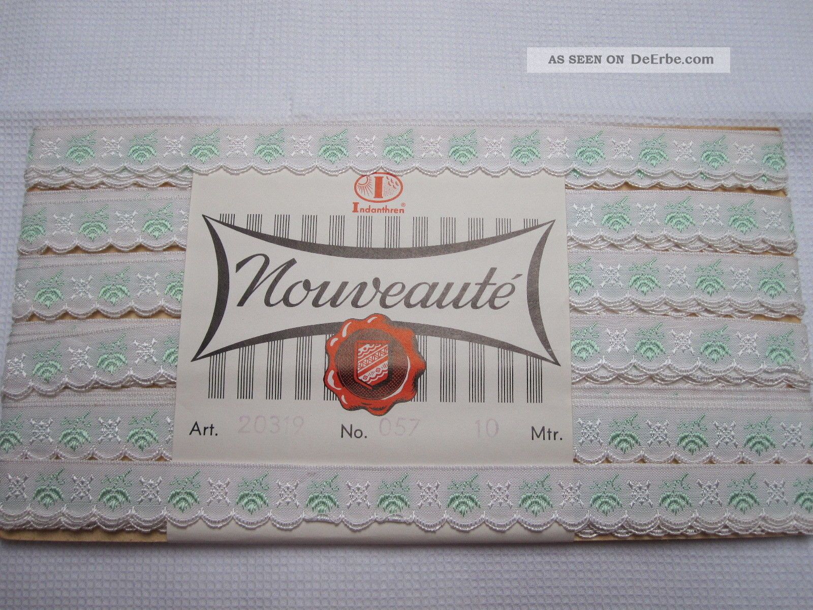 4,  95 M Schöne Alte Baumwoll - Wäscheborte Mit Bogenkante (barmer Bogen) 50er Jahre Nähutensilien Bild