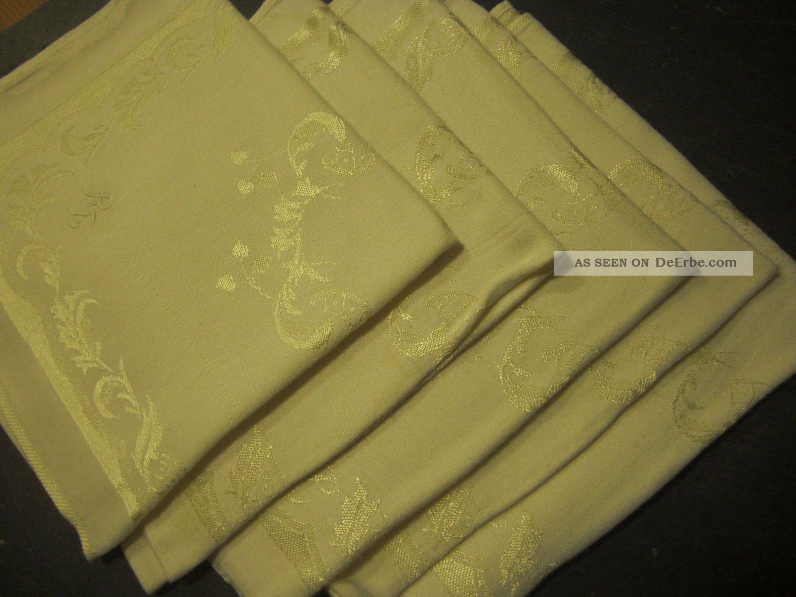 Alte,  Antike Stoffservietten,  Jugendstil,  5 Stück,  Gold Gelb Tischwäsche Bild