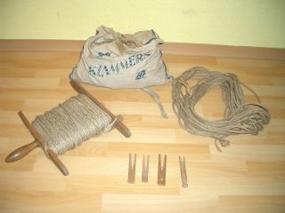 Antike Wäscheleine Auf Holzspindel/wäschespindel/spule,  200 Wäscheklammern Bild