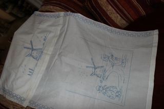 Eine Antik Alte Handtucher Blau Stickerei Bild