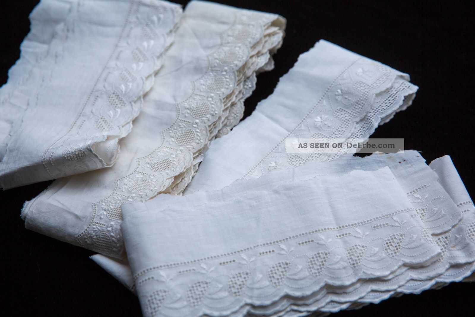 Konvolut Traumhafter 3 Verschiedener Alter Wäschespitzen Ca:10 Meter Unbn. Textilien & Weißwäsche Bild