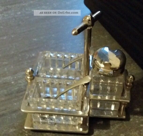 Antike Gewürz - Menage,  Facettiertes Glas In Metallhalterung,  Ca.  1910 /20 Haushalt Bild