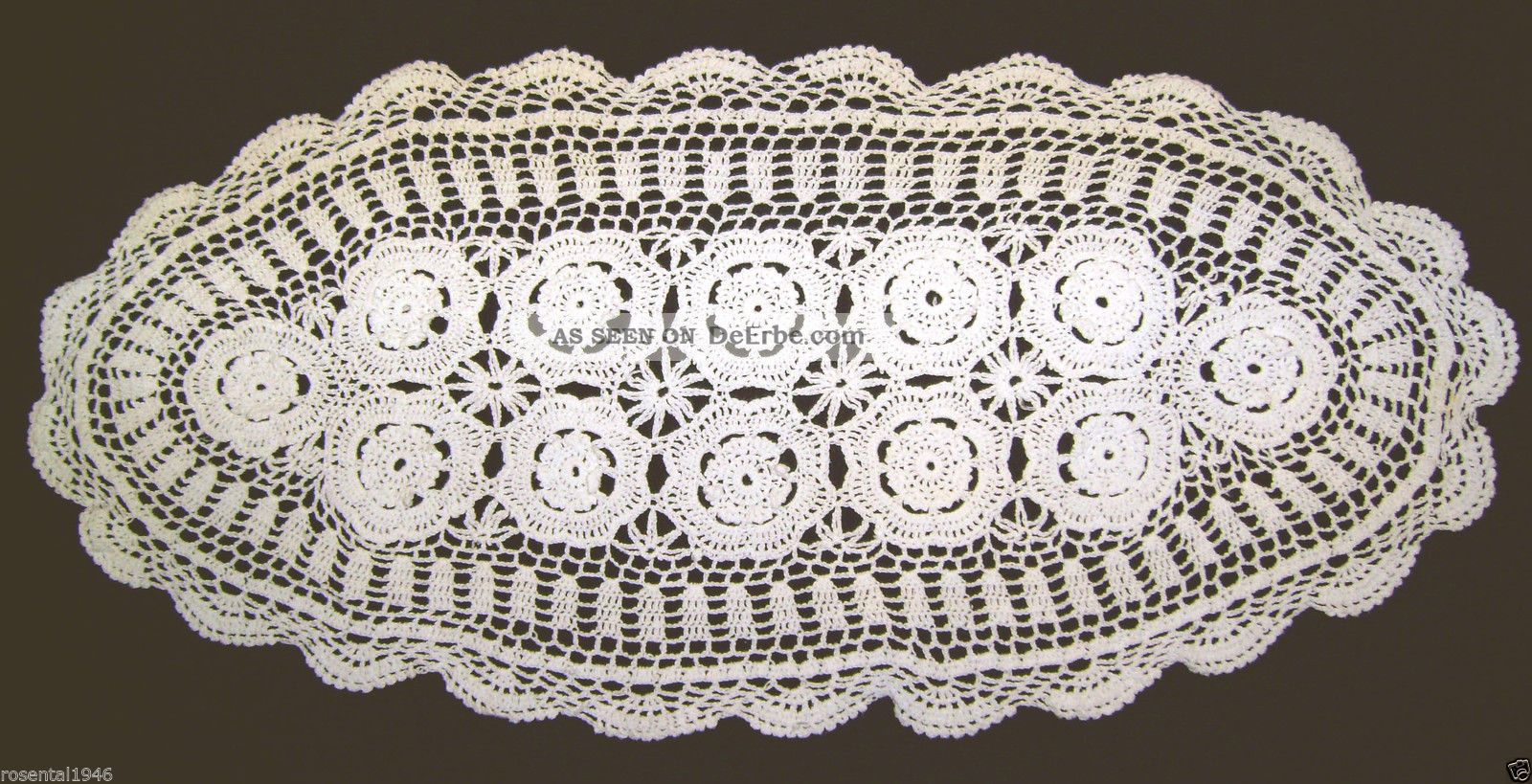 Häkeldecke - Tischläufer - Oval,  85 X 35 Cm,  Cremeweiß,  Baumwolle,  Erbstück Tischdecken Bild