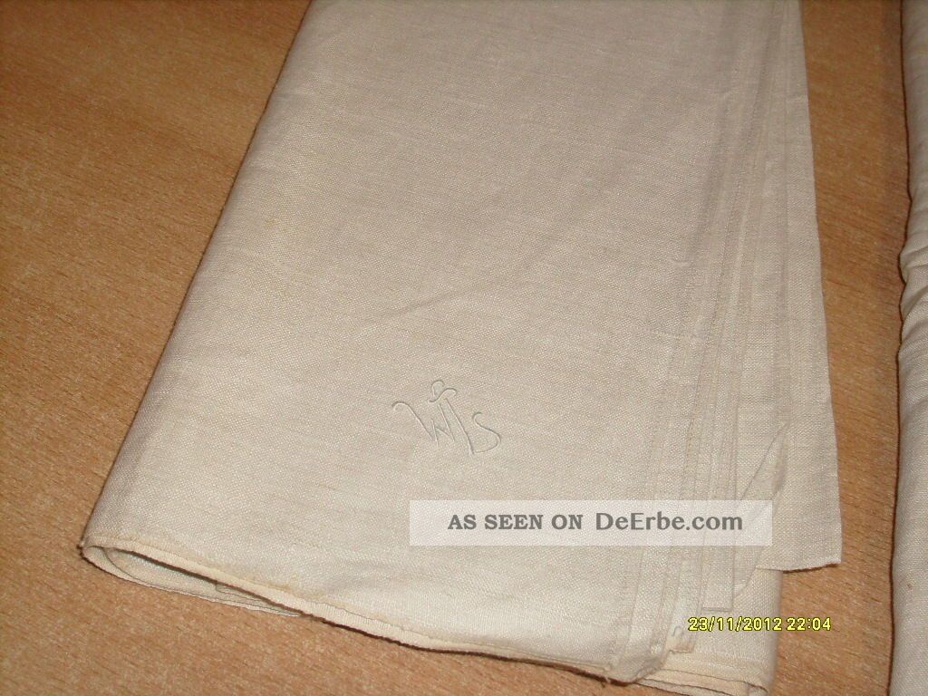 Alte Bettwäsche Leinen 1 Bezug 1 Laken (mit Monogramm Wl) Tischdecken Bild