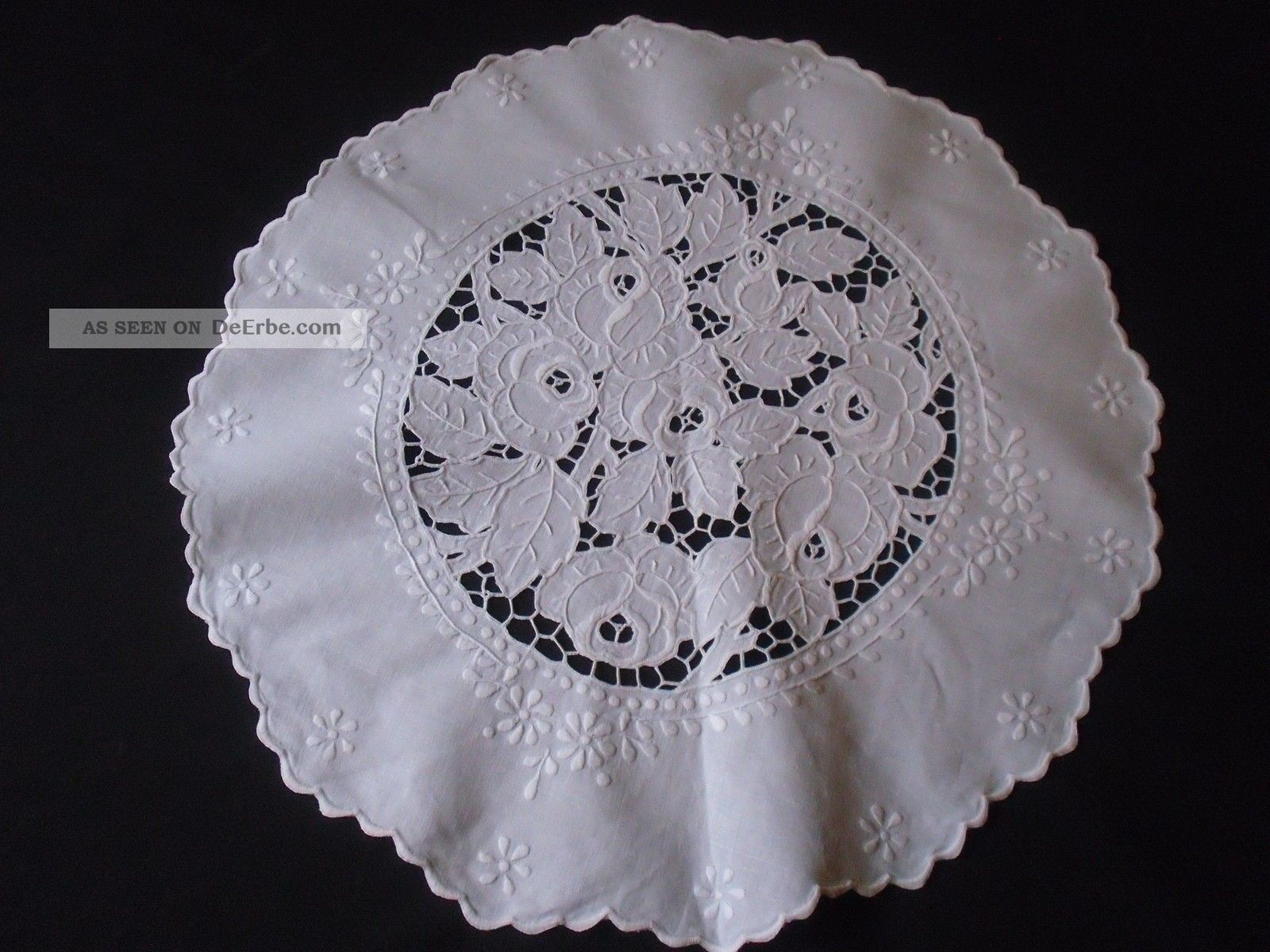 Weiße Tischdecke Rund Weißstickerei Durchmesser Ca.  56cm Tischdecken Bild