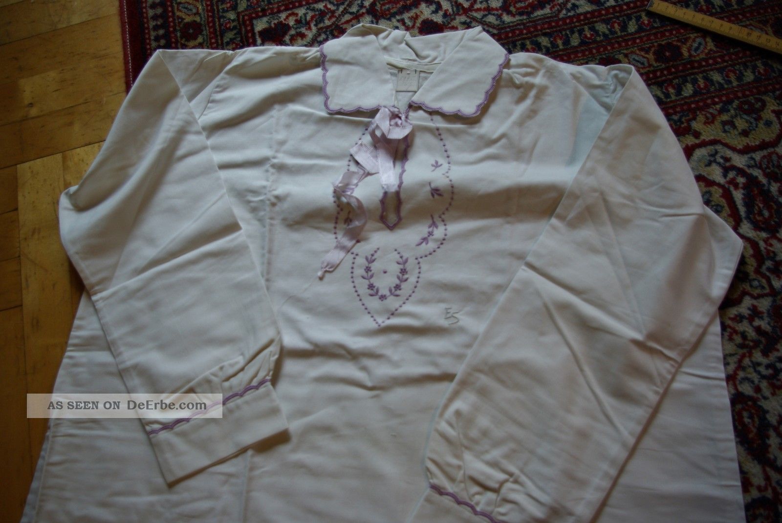 Antik Nachthemd Nachtkleid Baumwolle Ca.  80 Jahre Alt Spitze Carneval /10.  7/26 Textilien & Weißwäsche Bild
