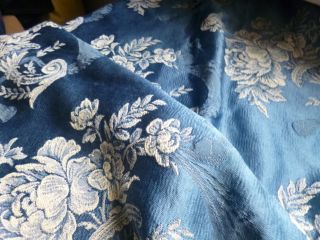Sehr Edler Blauer Seiden - Brokat - Wunderschöne Eingewebte Florale Motive - 207x116cm Bild