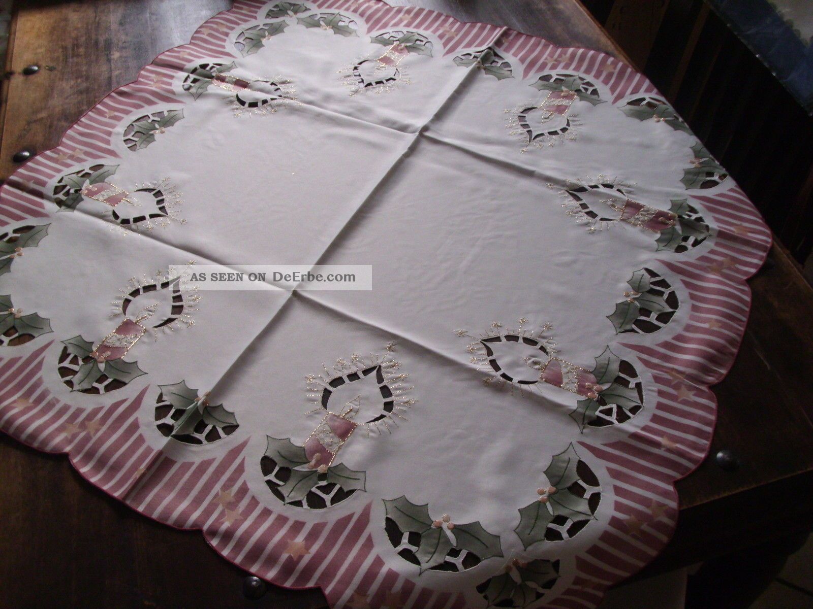Weihnachten Tischdecke Stickerei Mitteldecke 85x85 Cm Tischdecken Bild