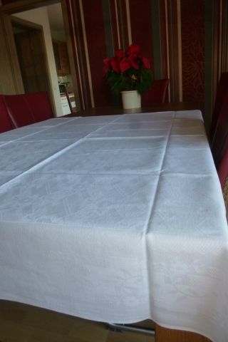 Weiße,  Alte Tischdecke/tafeldecke Mit Schönem Muster 120x140cm Bild