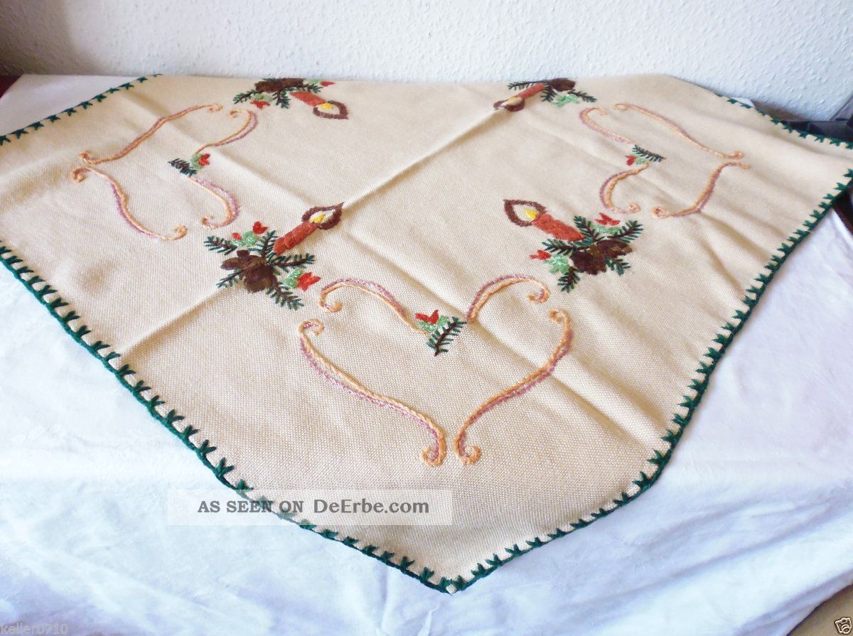 Weihnachts Tischdecke - 70 Cm X 70 Cm Ddr - Handarbeit Tischdecken Bild