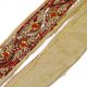 Vintage Hand Beaded India Lace Craft Trim 1yd Sari Border Sewing Maroon Ribbon Textilien & Weißwäsche Bild 1