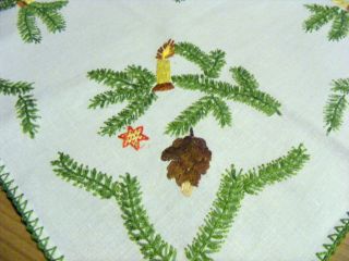 Antike Stickerei Weihnachtsdecke Leinen Handgenäht Tischdecke Schnelle Lieferung Bild