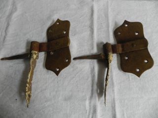 Paar Barock Eisenbänder / Türbänder Mit Türangeln / Stützkolben 18.  Jh.  Nr.  3 Bild