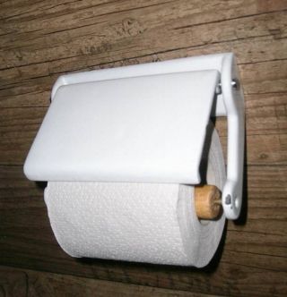 Antiker Wc - Rollenhalter Art Deco Gusseisen Email / Toilettenpapierhalter Bild