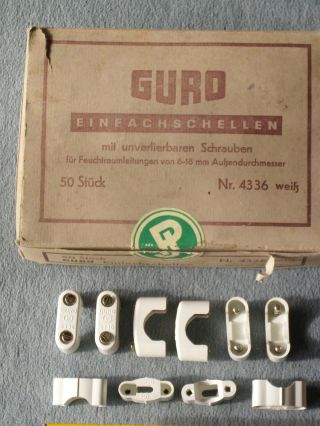 10 X Orig Guro Kabel Schellen Nr 4336 Komplett M Schrauben Halter Bakelit 60er Bild