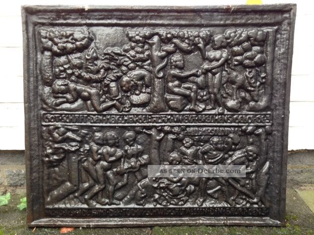 Schöne Alte Ofenplatte Kaminplatte Gusseisenplatte Hausschmuck