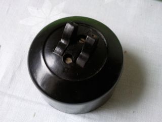 Alter Bakelit Doppel - Schalter Lichtschalter Schwarz Aufputz Bauhaus Loft (6) Bild