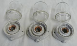 Drei Kellerlampen Deckenlampen Industrielampen Porzellan - Sockel Glasdom Bild