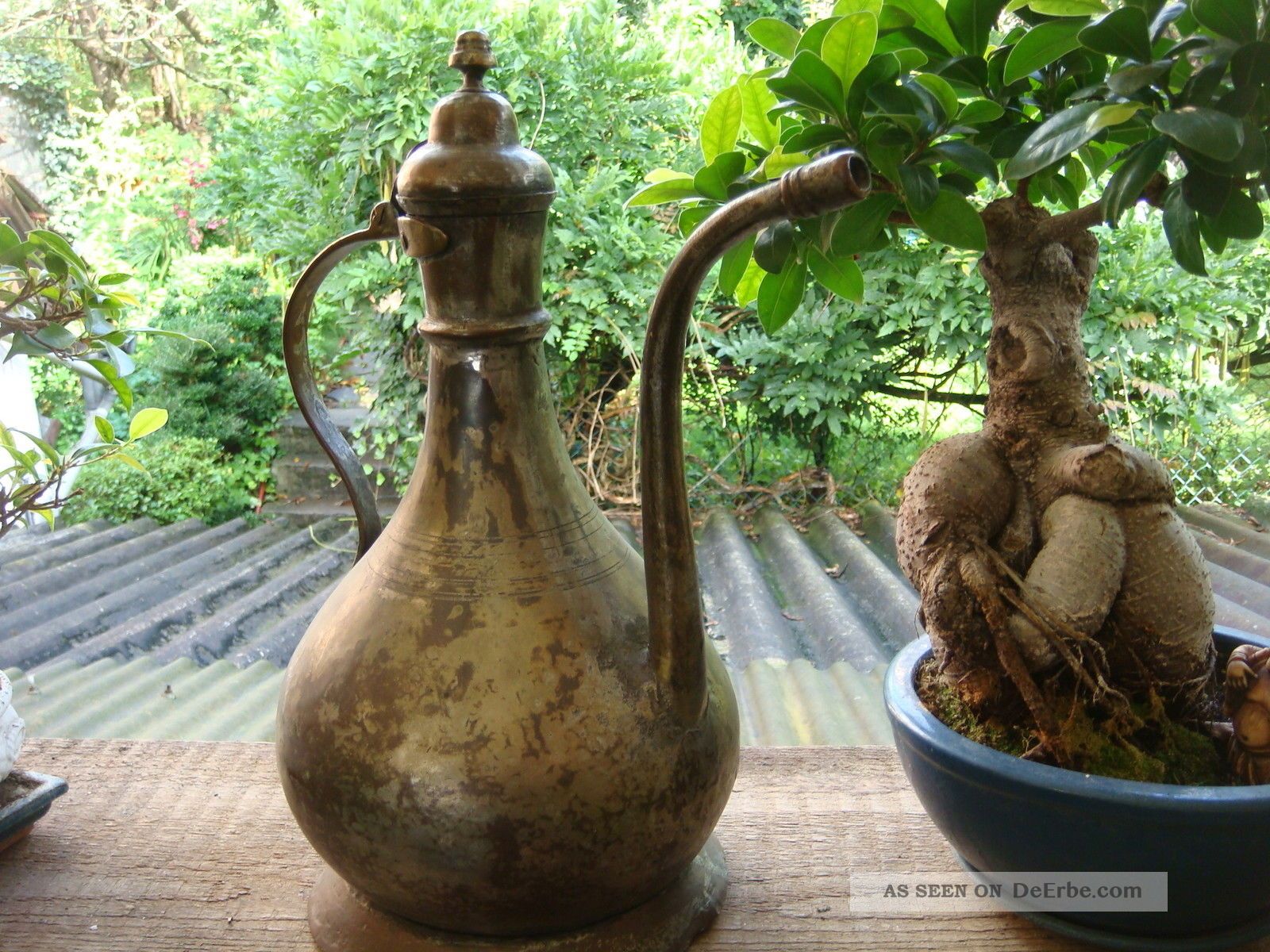 Alte Kupfer Gießkanne Wasserkanne Antik Garten Terrasse Deko Pflanzen