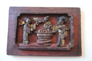 Antike Holz - Schnitzerei /china /teilweise Vergoldet 19 Jh.  /gr.  19,  5x12,  7x1,  7cm Bild