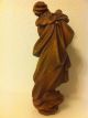 Große Holzfigur Madonna Maria Baby Jesuskind Echtholz Handarbeit,  Wandhalterug Holzarbeiten Bild 4