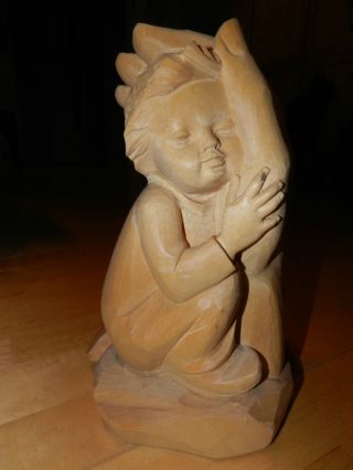 Schützende Hand Kind Selten 28cm Top Geschenk Skulptur Holzfigur Handgeschnitzt Bild