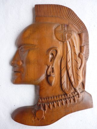 Alte Wandmaske Wanddekoration Deko Holz Indianer / Irokese V.  1937 Bild