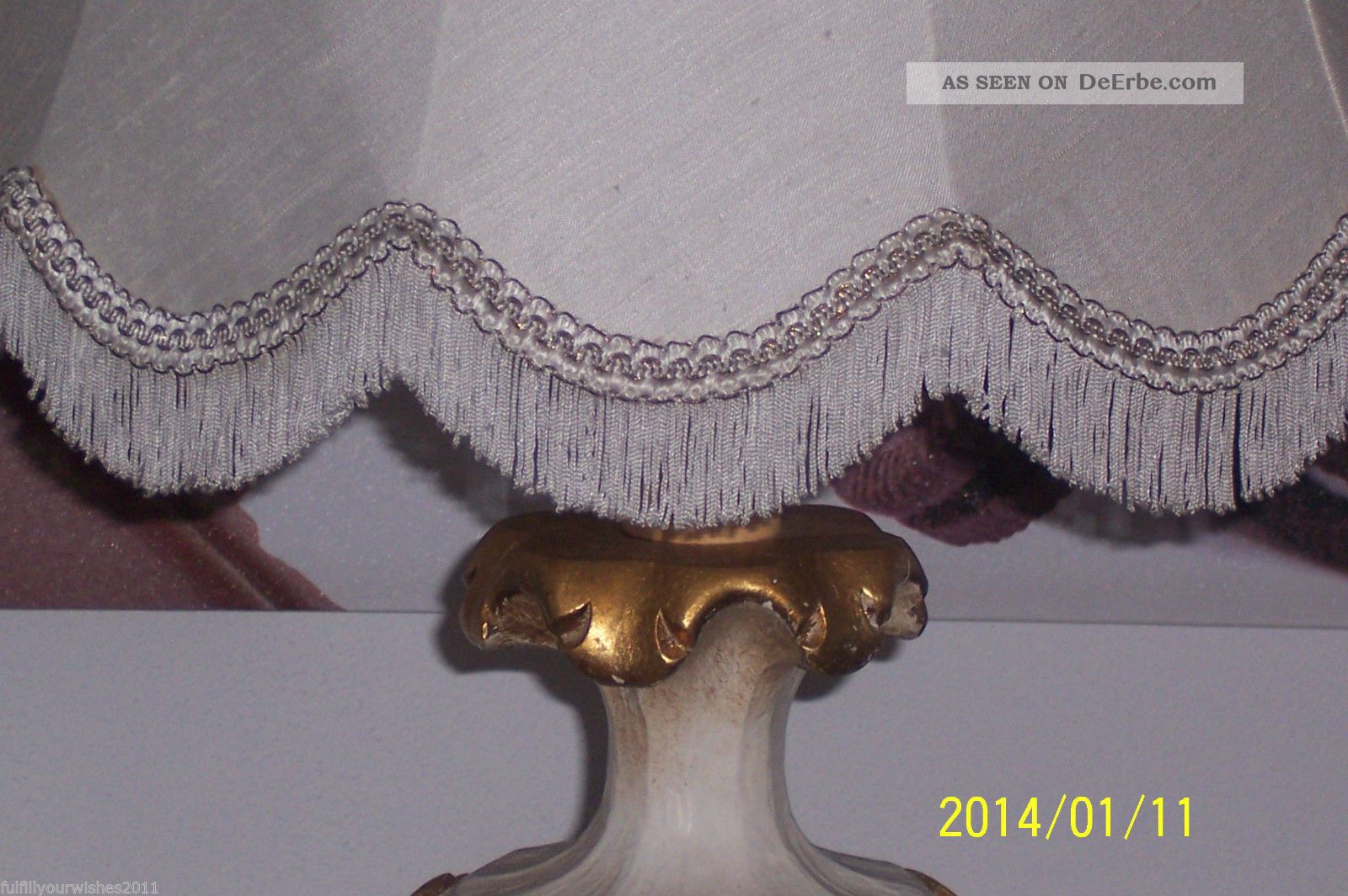 Prunkvolle Stehlampe Lampe Aus Holz Weiss - Gold