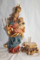 Holz Geschnitzte Hl.  Madonna Mit Kind Gold Und Bunt Gefasst 32 - 38 Cm Mit Sockel Skulpturen & Kruzifixe Bild 6
