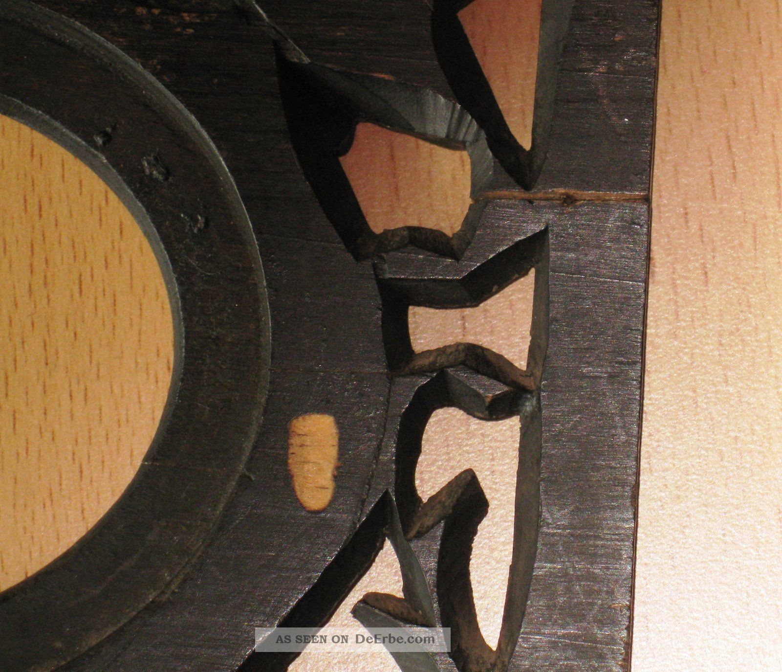 Alter Kleiner Geschnitzter Holz - Fotorahmen Eiche? Dunkel Gebeitzt