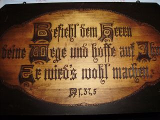 Altes Holzbild Mit Spruch Psalmen 37,  5 Bild