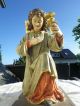 Antik Holz Engel Betend Kirche Geschnitzt Sockel Heiligen Figur Statute Leuchter Vor 1900 Bild 1