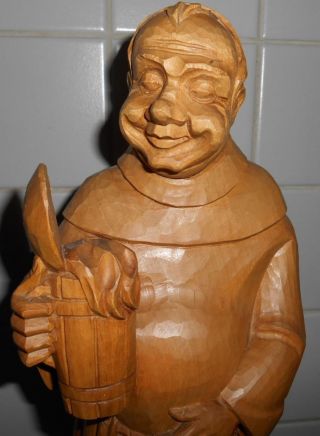 Holz Skulptur - Figur Gedschnitzter Mönch Mit Bierkrug Ca.  41,  5 Cm Hoch Bild
