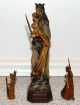 Alte Holzfigur Schnitzarbeit Madonna Mit Kind 20 Cm Hoch,  2 Holz Engel Holzarbeiten Bild 1