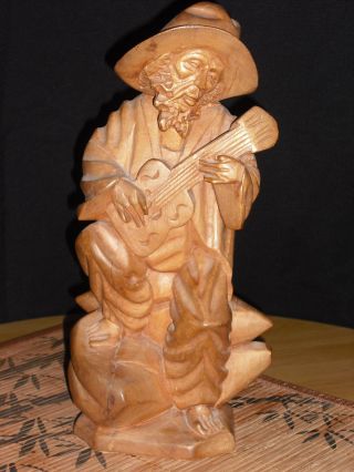 Holzschnitzerei Holzfigur Musizierender Hirte Natur Ca.  31 Cm Bild