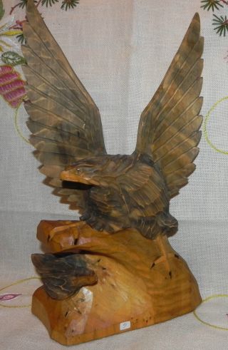 Schöne Große Holzfigur,  Adler Mit Jungem,  36cm Holzschnitzerei,  Förster,  Jäger Bild