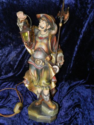 Nachtwächter 68cm Top Gefasst Vergoldet Geschenk Skulptur Holzfigur Geschnitzt Bild