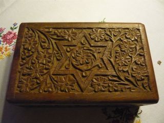 Antike Holzkiste Schnitzerei Schmuckkästchen Nähkästchen Schatulle Bild