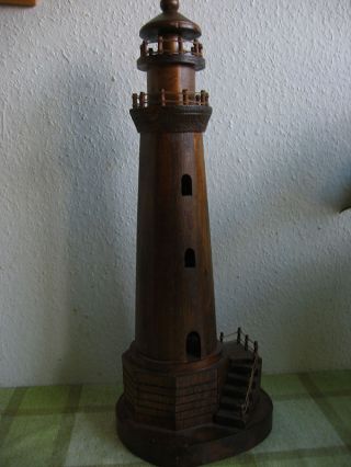 Holzfigur Leuchtturm - Holz - Meisterarbeit,  Sehr Dekorativ,  Sehr Alt,  Top Bild