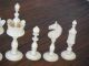 Antike Schachspiel - Figuren - Bein Natur,  Koralle - Komplett,  Holz - Schatulle - Hochwertig Beinarbeiten Bild 4