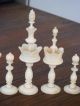 Antike Schachspiel - Figuren - Bein Natur,  Koralle - Komplett,  Holz - Schatulle - Hochwertig Beinarbeiten Bild 5