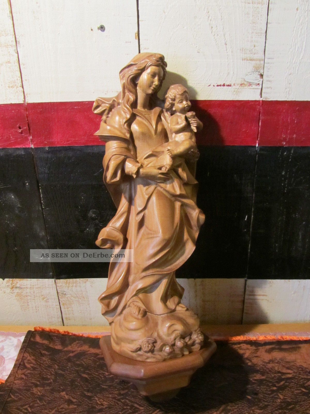 Madonna Holzfigur Nebelhorn Holz - Schnitzerei Alois Ohmeyer Allgäu Heiligenfigur 1950-1999 Bild