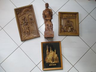Konvolut Holzfigur,  Skulptur,  Schmied,  Relief - Musiker - Küchenmarkt Holzschnitzerei Bild