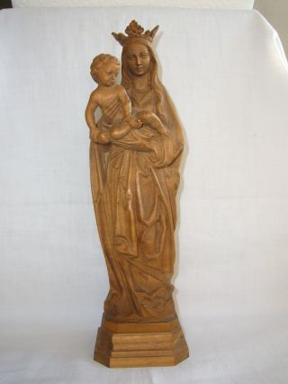 Alte Holzfigur Maria Und Kind Madonna Geschnitzt Christkind 27,  5 Cm Groß Tirol Bild