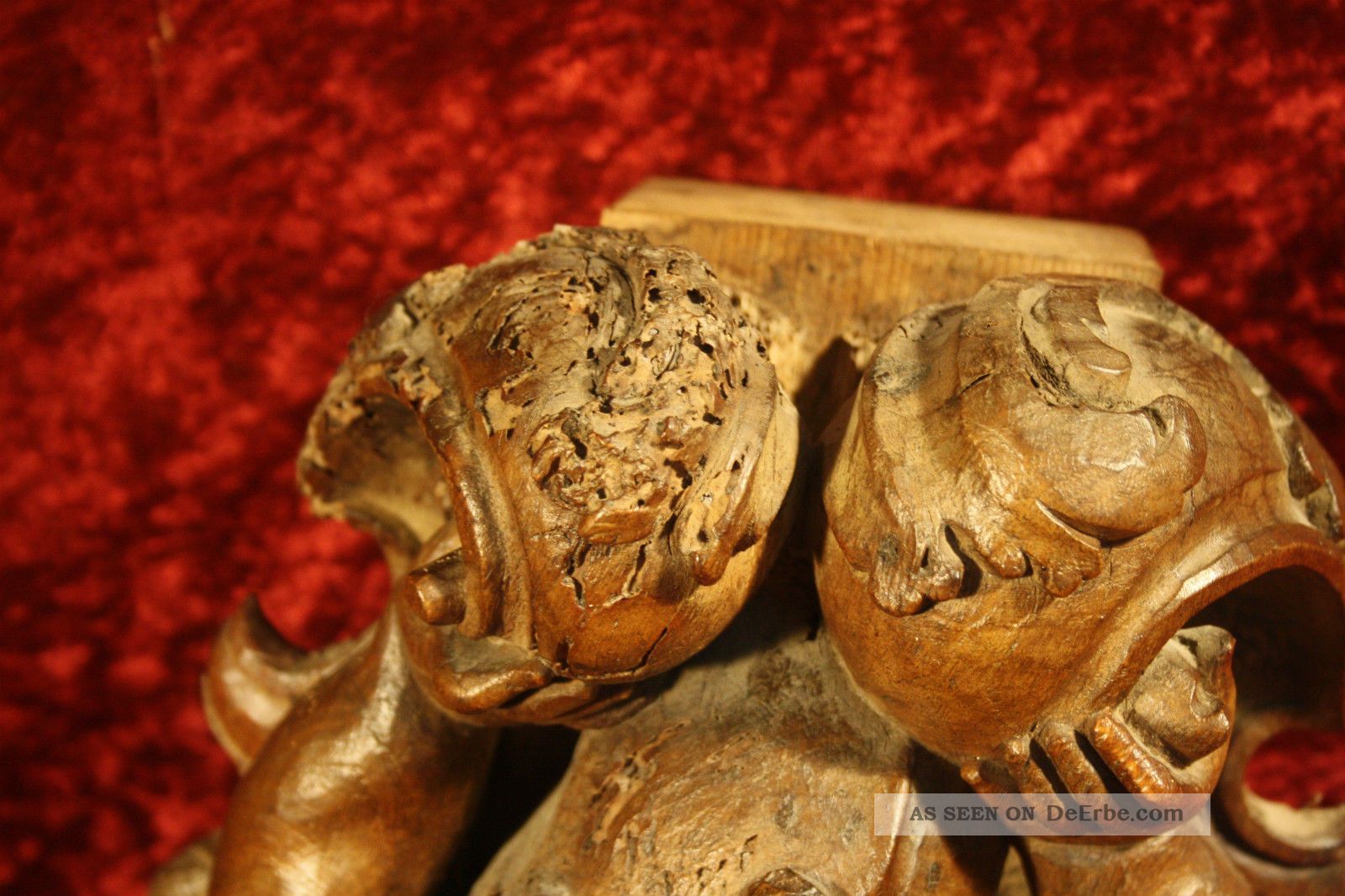 Um 1750 Barock Kartusche " Tanzender Putto " Große Massive Holzfigur