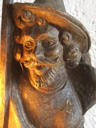 Alte Große Geschnitzte Echt - Holzfigur - Nachtwächter Mit E - Laterne Ca.  53cm Bild