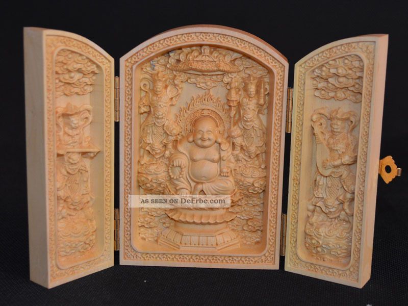 Sammeln Chinesischen Buddha Skulpturen,  Buchsbaum Box Wood,  Selten Entstehungszeit nach 1945 Bild