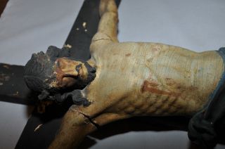 Grosses Antikes Handgeschnitztes Holzkreuz Kruzifix / Altarkreuz Ca.  160 Jahre Bild